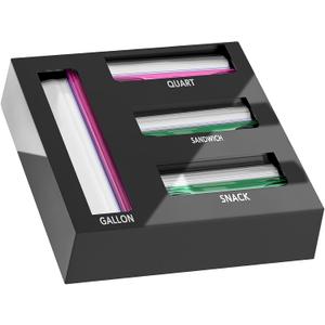 Acrylic Magnetic Food Bag Storage Organizer for Drawer or Refrigerator, Compatible with Gallon, Quart, Sandwich, Snack & Variety Size Bags