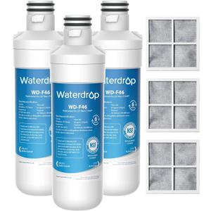 Waterdrop ADQ747935 LT1000PC Replacement for LG LT1000P/PC/PCS ThinQ Refrigerator Water Filter, LFXS26973S, LMXS28626S, LMWS27626S, LFXS28596S, ADQ74793501 and LT120F, 3 Combo