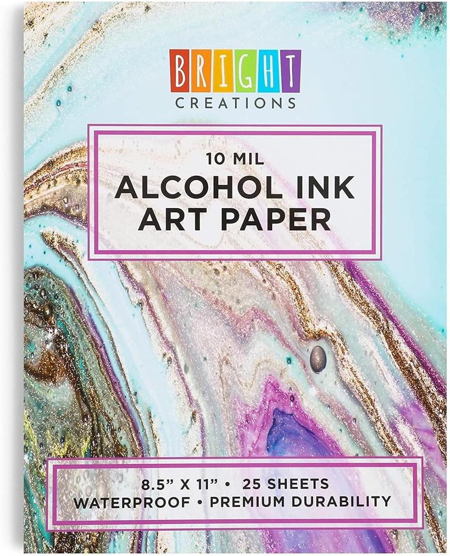 Bright Creations Alcohol Ink Paper Pad - 8.5 x 11 Inches White, for Art Painting & Crafts - Pack of 25 - Alcohol Inks