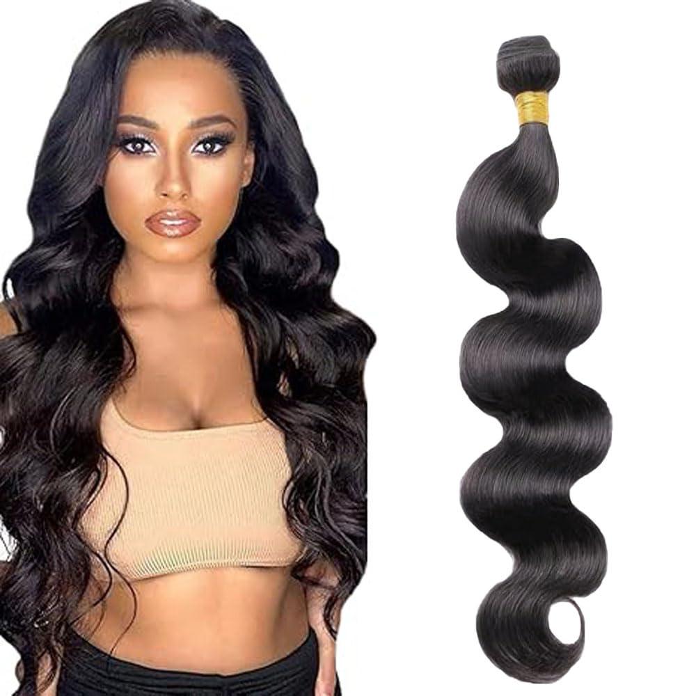 Body Wave Human Hair Bundles Natural Black 1 Bundle Body Wave 30 Inch Human Hair Extension Single 100G Color #1B Unprocessed Brazilian Virgin Hair Double Weft