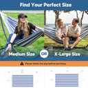 SUNCREAT Fabric Hammock for Backyard, Hanging Tree Hammock, Blue & White