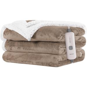 Electric Heated Blanket Flannel & Sherpa 72"x84" Full Size - 4 Heat Levels, 10H Auto Shut Off, Fast Heating, Cozy and Comfortable, Warm Gifts, Machine Washable - Brown