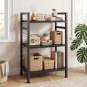 DUMOS 3 Tiers Bookshelf, Classical Book Shelf, Tall Display Shelves in Living Room/Home/Office, Storage Organizer for CDs/Books/Movies, Black