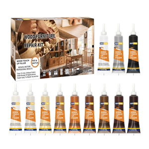 Wood Repair Kit, 12 Color Wood Fillers, Furniture Repair Kit, Repair Scratch, Cracks, Stains, Discoloration for Wood Furniture, Door, Cabinet, Floor, Table Surface Wood Touch up Filler Wood Paint