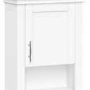 RiverRidge Somerset Single Door Wall Cabinet - Bathroom Medicine Cabinet with Inset Door, Coved Top Shelf, 2 Interior Shelves & Open Display Shelf  Elegant Bathroom Cabinet for Expanded Storage