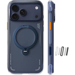 TORRAS Ostand Q3 Air for iPhone 17 Pro Max Case with 360 Magnetic Stand, Fit for MagSafe, Mil-Grade Drop Tested, Camera Control Button, Shockproof Phone Case for iPhone 17 Pro Max 6.9", Midnight Blue