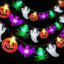 Halloween Lights, 20FT 40 LED Pumpkin Ghost Bat Spider String Lights Battery Operated with Timer, 8 Lighting Mode for Home Window Indoor Outdoor Halloween Party Decorations