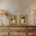eletecpro 3x4 Picture Frames Set of 2, Ornate Frame with Glass Cover, Rustic Gold Photo Frames Display 3 x 4 Photo for Tabletop, Gold