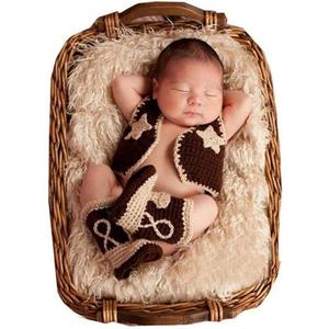Newborn Photography Props Outfits Boys Girls Cowboy Vest & Boots Baby Photo Prop Costumes Set