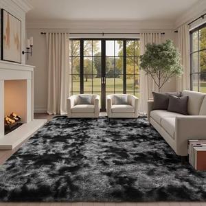 10x14 Ft Extra Large Shag Rugs for Living Room, Ultra Soft Fluffy Furry Area Rugs for Bedroom Indoor Floor, Aesthetic Carpet for Kids Home Decor (Dark Grey)