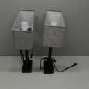 Touch Control Table Lamp Set of 2, Modern Black Bedside Lamps with USB C+A Ports & AC Outlet, 3 Way Dimmable Bedroom Lamps for Night Stands Bedroom Living Room,Nightstand Lamp