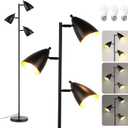 LALISU Tree Floor Lamp for Living Room, Industrial 3Light Standing Lamp with 3 LED Bulbs, Adjustable Rotation Heads, Standing Tall Pole Lamp Farmhouse Rustic Reading Lamps for Bedroom Office (Black)