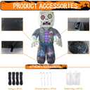 LANGXUN 8ft Pixel Zombie 2025 Halloween Inflatable Decoration - Giant Blow-Up Outdoor Indoor Cute Skeleton Ghost Yard Decor with LED Lights for Lawn, Garden, Patio Party Display