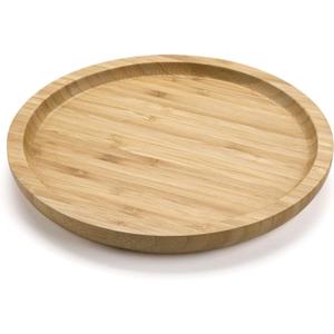 Round Bamboo Tray, Wood Serving Tray, Wooden Platter, Wood Charcuterie Board, Decorative Tray for Coffee Table, 7.9 inch