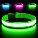 Light Up Dog Collar – Reflective, Adjustable & Rechargeable Electronic Glow Pet Collars – Bright, Comfortable, High Visibility LED Dog Collar for Night Safety, Outdoor Walk, Flashing Fun, Green, Small