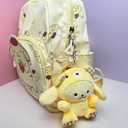 Kawaii Yellow Dog Backpack for Women, Cute Cartoon Nylon Mini Backpack Purse Shoulder Bag Travel Daypack