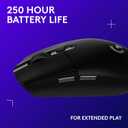 Logitech G305 Lightspeed Wireless Gaming Mouse, Hero Sensor, 12,000 DPI, Lightweight, 6 Programmable Buttons, 250h Battery, On-Board Memory, Compatible with PC, Mac - Black