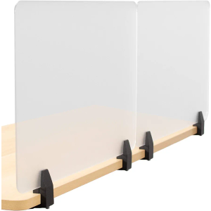 VIVO Dual Frosted Plexiglass 24 x 18 inch Clamp-on Desk Privacy Panels, Acrylic Cubicle Desk Dividers, Office Partitions, Pack of 2, PP-2-G048C
