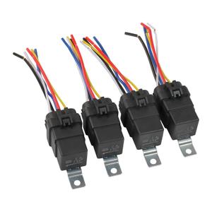 4 Pack 12V DC Waterproof Relay and Harness 40/30 AMP Heavy Duty 12 AWG Tinned Copper Wires 5-PIN SPDT Automotive Relay