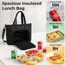 Dadanism Insulated Lunch Bag for Women, 15.6 Inch Quilted Lightweight Puffy Laptop Tote with Leakproof Cooler Compartment for Nurse Teacher Work Office and Outdoor, with Purse, Black