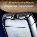 All-Metal Mini Electric Shaver for Men  Portable Travel Razor with Mirror Cap, Smooth & Close Shave, LED Display, USB-C Fast Charge, Wet/Dry Waterproof  RX40 Silver