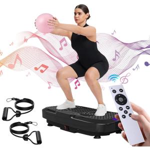 Heavy Duty Vibration Plate Exercise Machine, 440 lb, 200W, Bluetooth & LED, Black