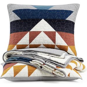 PENDLETON Explorer King Quilt Bedding Set with 2 Shams Premium Cotton Lightweight Quilted Bedspread Coverlet for Bed Rustic Home Decor Machine Washable, 110-inch x 96-inch, Blue Grey Multicolor