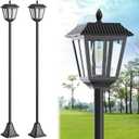 68" Solar Lamp Post Light Outdoor - 3000K Warm White, IP45 Waterproof Post Solar Lights Outdoor, Pole Lights Decorative Lamp for Yard Garden Patio Lawn Pathway Driveway Front/Back Door (2PK)