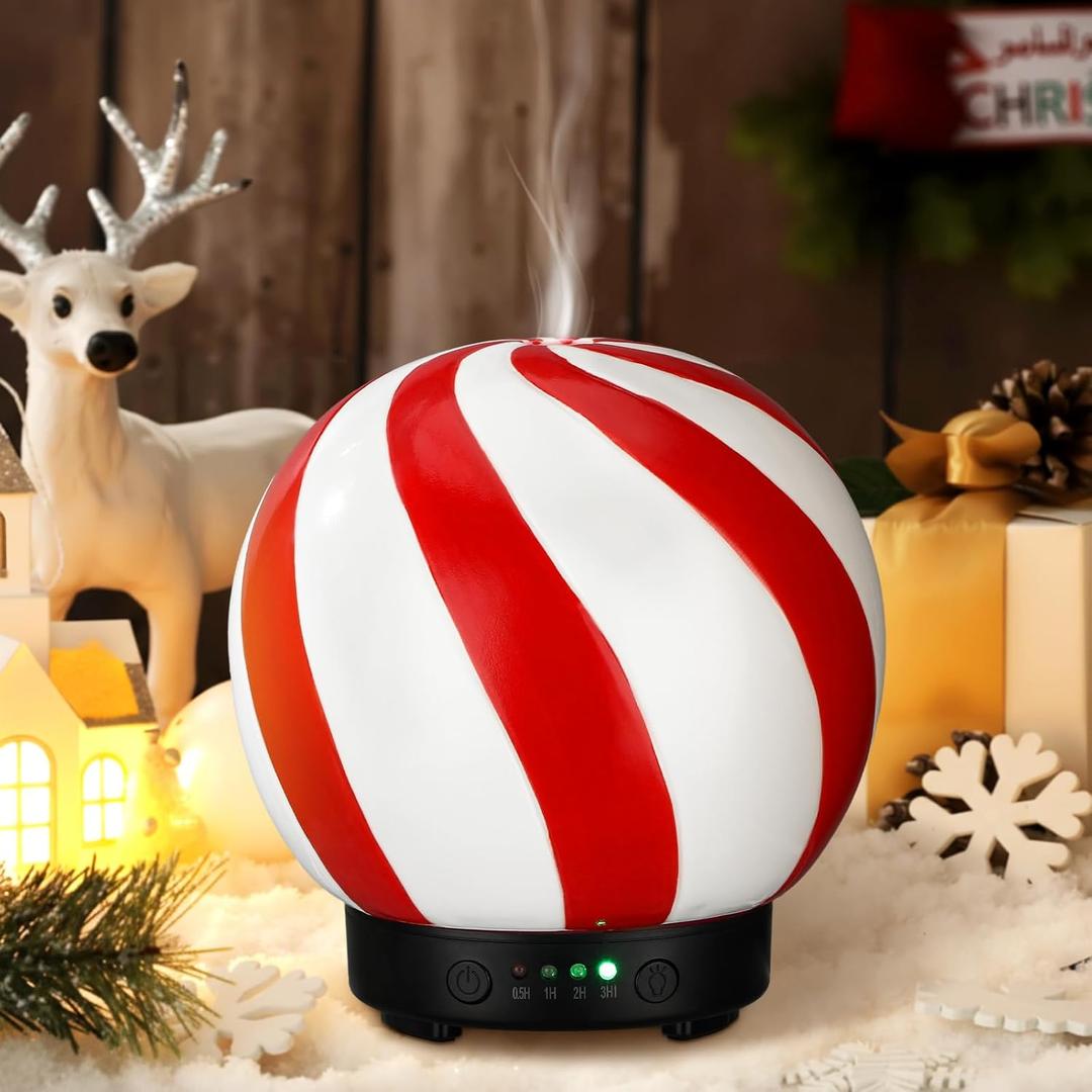 Ceramic Candy Diffuser Christmas Essential Oil Diffuser Gifts 120ml Holiday Present for Essential Oil Small Aromatherapy Humidifier Warmer for Home Office Decorations