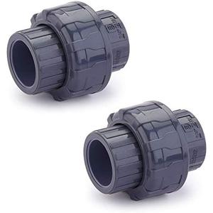 Hydroseal PVC Pipe Fitting, 0.75" Union Jetstream, Pack of 2 Pieces, Schedule 80, Grey, EPDM O-Ring, Socket x Socket, F1970, SCH80 (3/4")