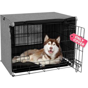 Dog Crate Cover - Kennel Cover Fit for 36 Inch Dog Crate, Double Door Polyester Crate Cover for Wire Dog Crate Indoor Outdoor Protection, Grey (Grey (with window))
