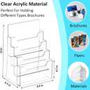 Acrylic Brochure Holder 8.5 x 11 Inch, Clear 4 Tier Acrylic Magazine Holder Brochure Display Stand for Literatures, Pamphlets, Flyer Holder Stand Display Booklets Journals Menu, Countertop Organizer