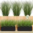 30PCS Artificial Plants Outdoor Planters Fake Grass Filler Decor Faux Tall Shrubs Wheat Greenery Stems UV Resistant Onion for Outside Indoor Vase Pots Home Decor, Green