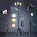 Auto Face Tracking Selfie Stick Tripod for iPhone with Light 360 Rotation 63" Phone Camera Tripod Stand Follows Your Movement with Remote for Content Creator Vlog Live Stream Video Recording