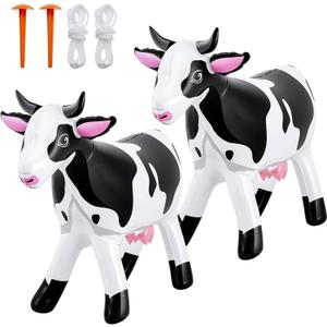 Liliful 2 Pcs 37" Long Inflatable Cow Decorations 21" Tall Giant Blow up Cow Western Party Decorations Inflatable Gifts for Pool Party Decoration Animals Theme Birthday Indoor Outdoor Decor