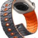 Bandletic Compatible with Apple Watch Ultra Bands for Men 49mm - Comfortable Magnetic Strap with Secure Buckle for iWatch Band Ultra 49mm 46mm 45mm 44mm 42mm Series 11/10/9/8-1 SE3, Space Gray/Orange