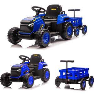 Garvee Toddlers Ride on Tractor with Detachable Garden Cart, 12V Electric Kids’ Vehicle with Trailer, Ages 3–8, Max Load 66 Lbs, Up to 2.5 Mph, Battery-Powered 8-Wheel, Remote Control, Garden Game