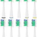 Replacement Brush Heads for Waterpik Sensonic Complete Care Toothbrush, with Covers, Compact, White, 10 Count