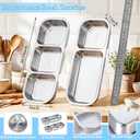 8 Pcs Stainless Steel Snack Containers with Leak Proof Lids, 2/3 Compartments Metal Bento Lunch Box, Reusable Divided Food Storage Container for Adults Home Travel Work (Blue)