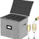 VERONLY Champagne Flute Storage Box with Dividers, Champagne Glass Storage Container, Hard Shell Stemware Storage Case Organizer for 12 Crystal Champagne Flutes Storage and Organization (Grey)