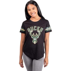 Ultra Game Women's NBA Official Super Soft Mesh Jersey T-Shirt (Black, L)