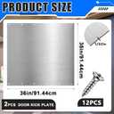 Therwen 2 Sets 36 x 36 Inches Silver Door Kick Plate for Exterior Doors, Satin Aluminum Kick Plates with Screws for Wood Metal Interior/Exterior Anti Scratch Door Protection
