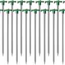 Cheardia 20 Pack Tent Stakes Heavy Duty, 9.75 Inch Yard Stakes Non-Rust Metal Tent Pegs Ground Stakes Tent Spikes for Camping Patio, Garden, Canopies, Grassland, Outdoor, Green