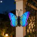 Solar LED Butterfly Outdoor Wall Decor with Sparkling Light-Up Wings - Hanging Solar Lights for Garden, Yard, Patio, Balcony, Living Room, Bedroom