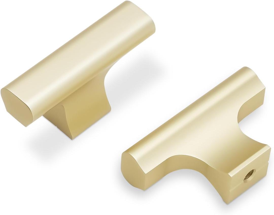 10 Pack Brushed Brass Kitchen Cabinet Knobs Gold Drawer Knobs Kitchen Cabinet Hardware Handles Drawer Knobs Dresser Handles (1-1/4'' Hole Center(knob))