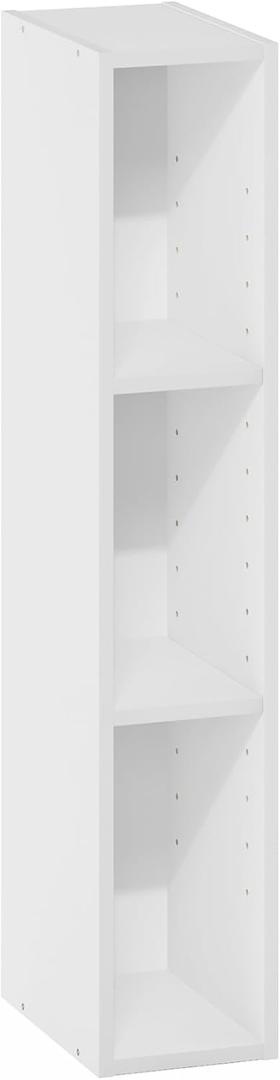 Furinno Fulda 3-Tier Space Saving Storage Shelf Bookcase, 6-Inch Width, White (3-Tier, 6-Inch, White)