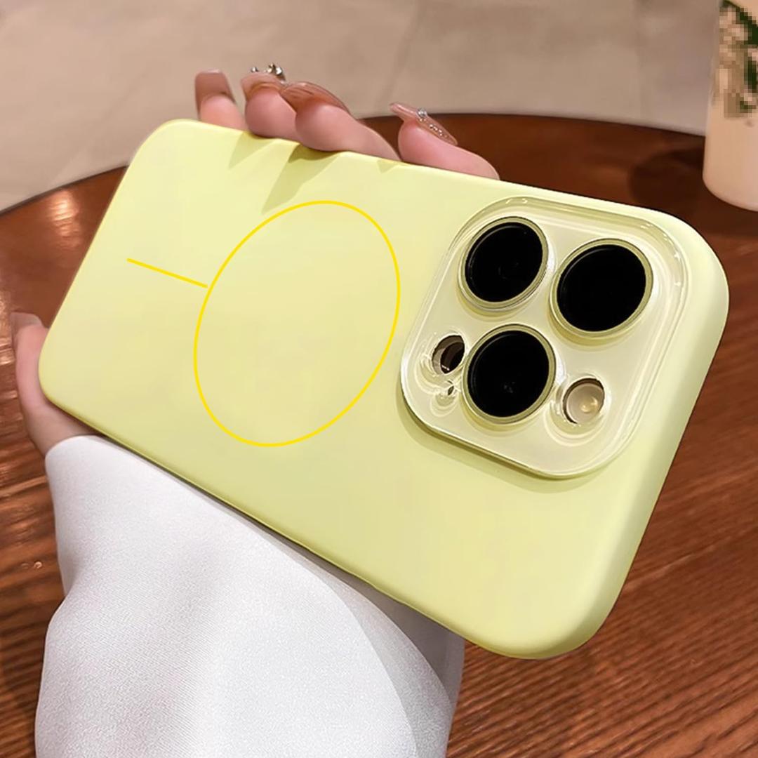 Magnetic for iPhone 16 Pro Max Case with Camera Lens Protector,Silicone Phone Cover Compatible with Magsafe,Full Protection Shockproof Anti-Scratch,Soft Microfiber Lining Inside-Yellow