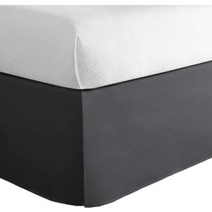 Todays Home Classic Tailored Bed Skirt Dust Ruffle, Cotton Blend Design, 14" Drop Length, King, Grey