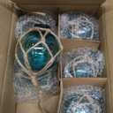 SAILINGSTORY Glass Fishing Float String of 6 Buoy Balls Summer Decor Nautical Coastal Beach Ornaments for Christmas Tree 2" Teal
