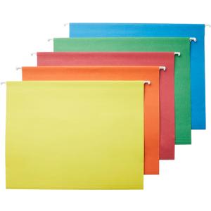 Amazon Basics Hanging File Folders with Adjustable Tabs, Sturdy Expandable Document Organizer, Letter Size, Assorted Colors, 25-Pack